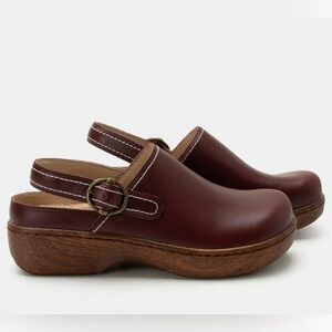 Alegria Burgundy Leather Mules